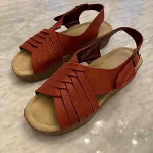 G.H. Bass Sadie OXB Leather Sandals Womens 10M Rust Red Slingback Comfort Boho